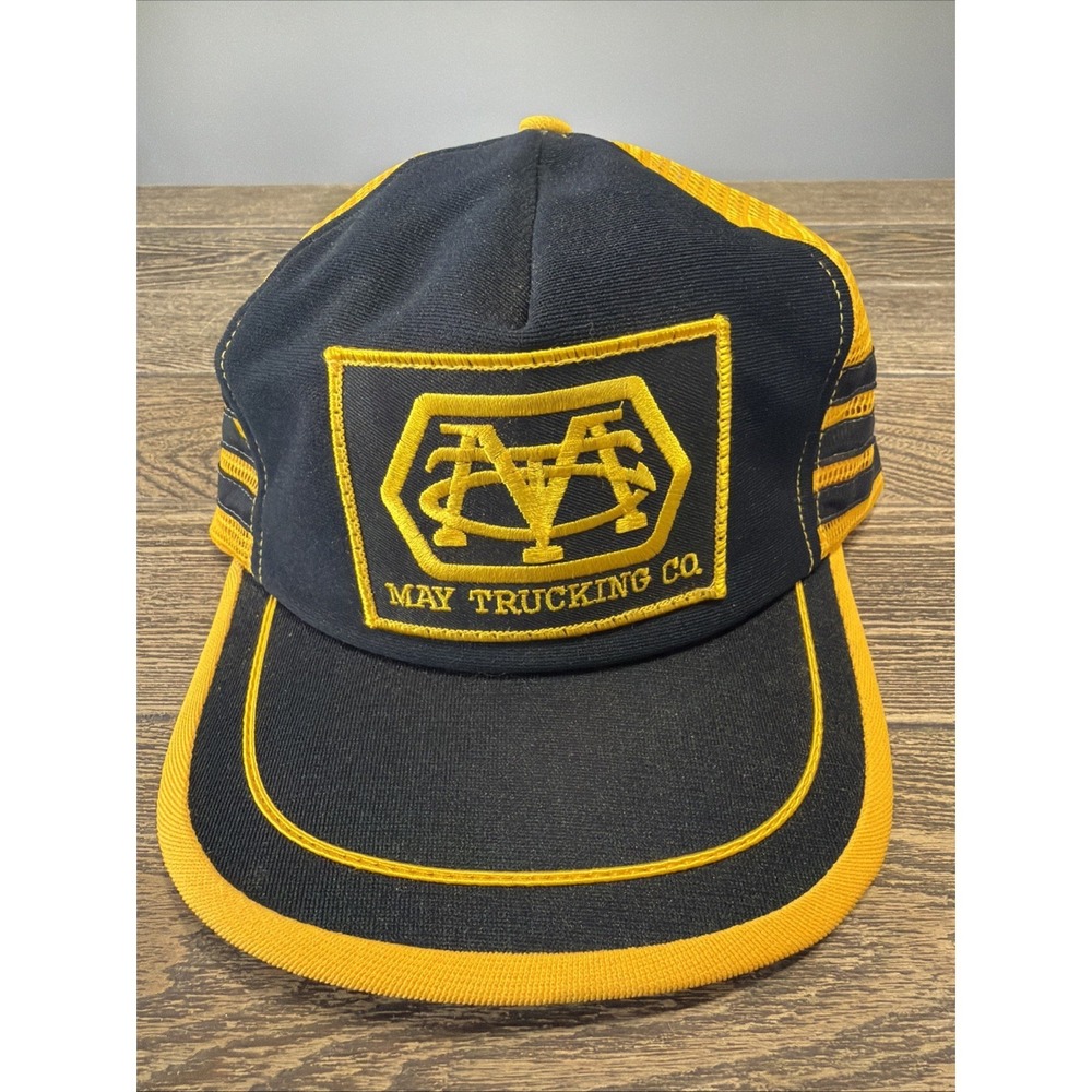 VTG Gold Black Snap Back Mesh Trucker‎ Style Cap Hat One Size Made In USA